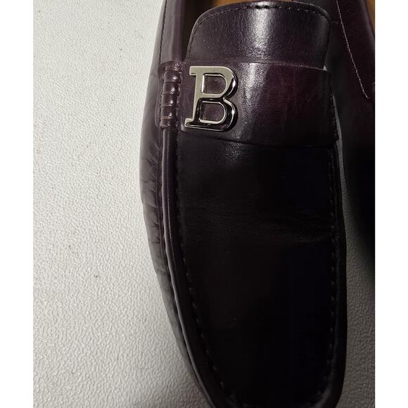 Bally PIEVO Mens Burgundy Slip On Loafer Leather Driving Moc B Logo US7.5/40.5EU main image 9